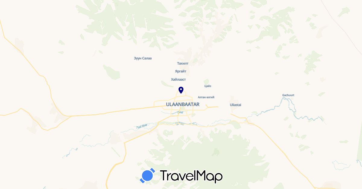 TravelMap itinerary: driving in Mongolia (Asia)